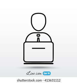 Line icon- businessman working