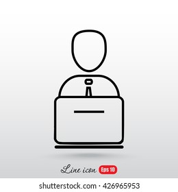 Line icon- businessman working
