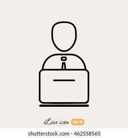 Line icon- businessman working