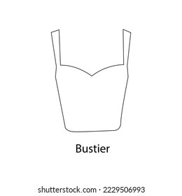 Line icon Bustier Top Vector illustartion. Outline simple Girl's Bustier vector icon isolated on white background. Sketch of Bustier Top for Girls. Hand drawing Clothes Symbol icon