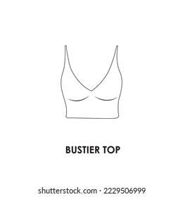 Line icon Bustier Top Vector illustartion. Outline simple Girl's Bustier vector icon isolated on white background. Sketch of Bustier Top for Girls. Hand drawing Clothes Symbol icon