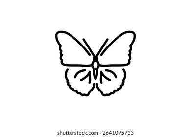 Line icon for butterfly. realistic symbol isolated on white background. 
