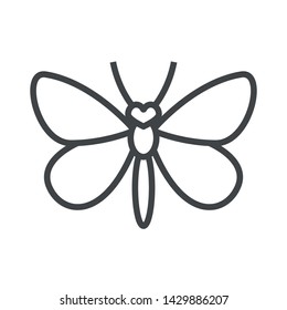 Line icon with butterfly. Simple vector illustration with ability to change.
