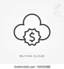 Line icon buying cloud