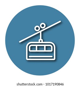Line icon of cable railway with shadow. EPS 10