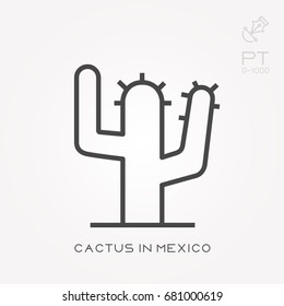 Line icon cactus in Mexico
