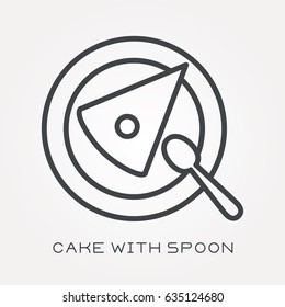 Line icon cake with spoon