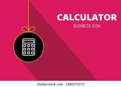 Line Icon of Calculator on Very Attractive Colorful Background.