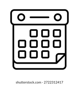line icon of calendar representing planning and time management.