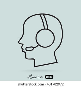Line icon- call  center