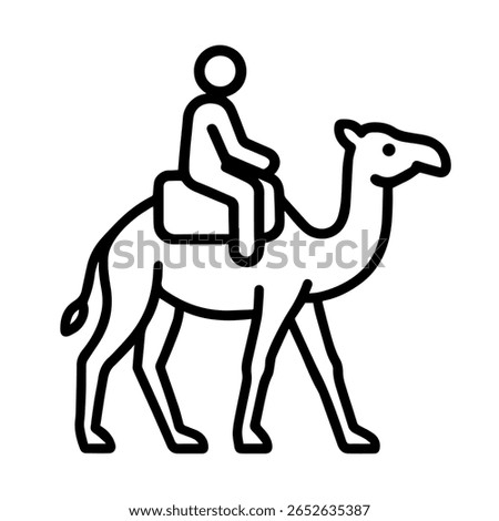 line icon Camel riding on white background vector
Vector line icon on white background
