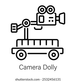 Um ícone de linha da câmera Dolly 