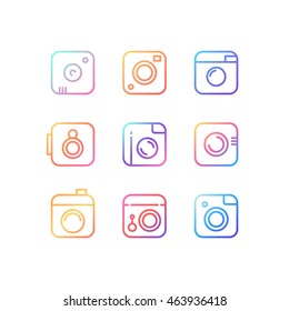 Line icon camera set. Vector application camera icon. Design template. Bright gradient colors