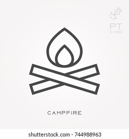 Line icon campfire