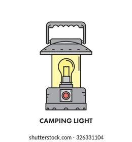 Line icon camping light in color. Vector linear logo for web and site