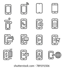 line icon can do everything no smartphone concept. editable stroke. vector illustration.