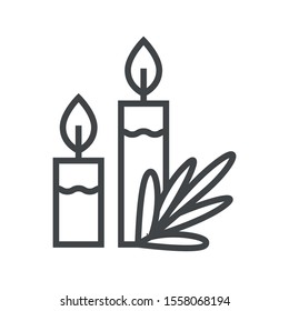 Line icon candles. Simple vector illustration with ability to change.