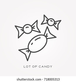 Line icon lot of candy