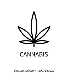 Icono De Línea Cannabis En Un Estilo Simple. Señal vectorial en un estilo simple aislado en un fondo blanco. Tamaño original 64x64 píxeles.