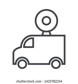 Line icon car with donut. Simple vector illustration with ability to change.