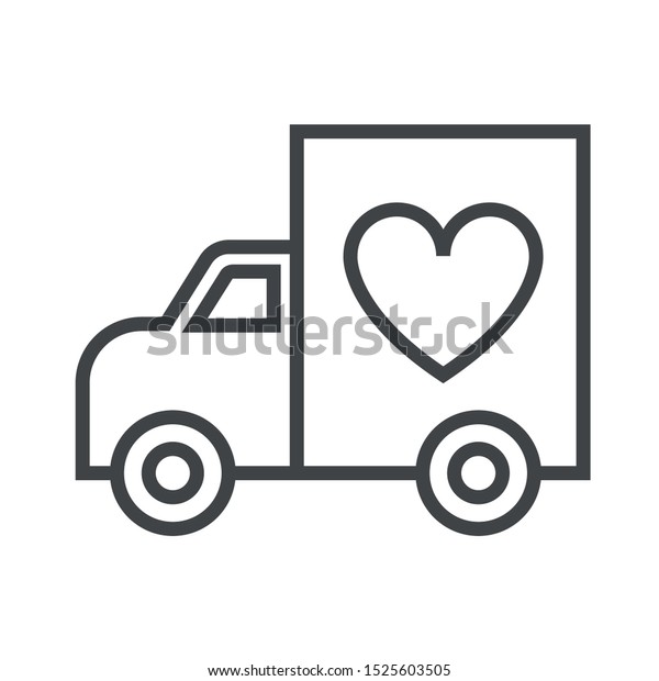 Line icon car of love. Simple vector illustration\
with ability to change.