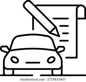 Line icon of a car signing a document.