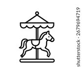 Line icon carousel horses vector on a white background Vector icon on a white background