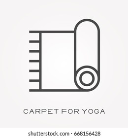 Line icon carpet for yoga