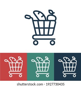 Line icon cart with products