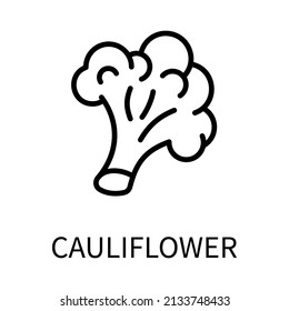 Line Icon Cauliflower In Simple Style. Vector sign in a simple style isolated on a white background. Original size 64x64 pixels.
