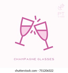 Line icon champagne glasses