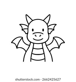 Vector del dragón del carácter del icono de línea sobre fondo blanco
Carácter de icono de línea de Vector