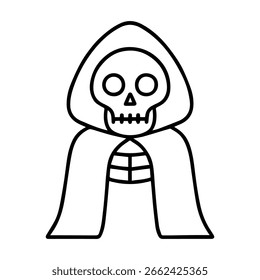 line icon character skeleton in a cloak vector on white background
Vector line icon character
