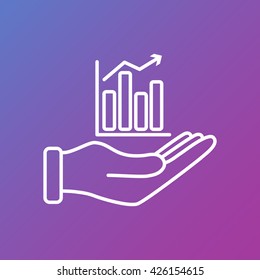 Line icon- chart and hand