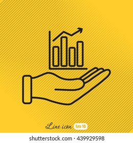 Line icon- chart and hand