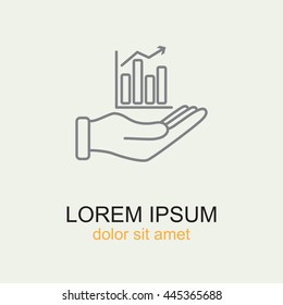 Line icon- chart and hand