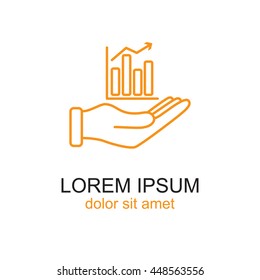 Line icon- chart and hand
