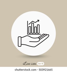 Line icon- chart and hand