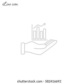 Line icon- chart and hand