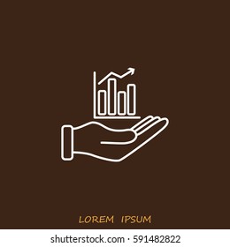 Line icon- chart and hand