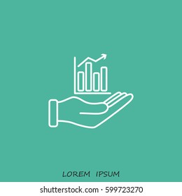 Line icon- chart and hand