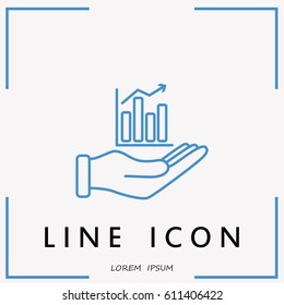 Line icon- chart and hand