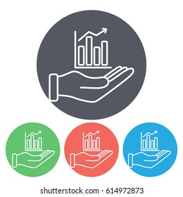 Line icon- chart and hand