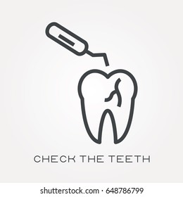 Line icon check the teeth