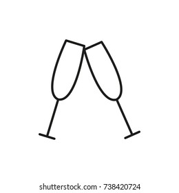 Line icon. Cheers ! Champagne glasses