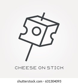Line icon cheese on stick