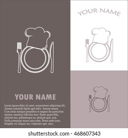Line icon. Chef icon. Chef hat silhouette and cutlery.