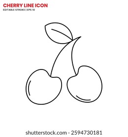 Line icon of cherry isolated on a white background
