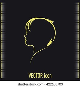 Line icon- a child silhouette vector.
