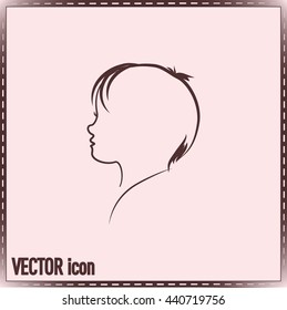 Line icon- a child silhouette vector.